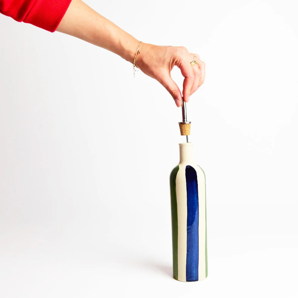 Bouteille d'huile | Bleu & Vert Linhas - Image 3