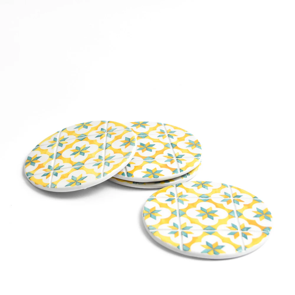 Dessous de verre | Jaune & Vert Azulejos - Image 5