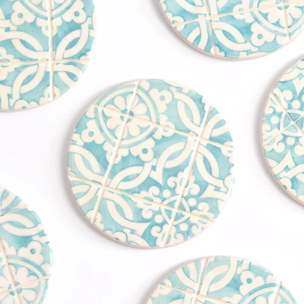 Dessous de verre | Vert d'eau Azulejos - Image 4