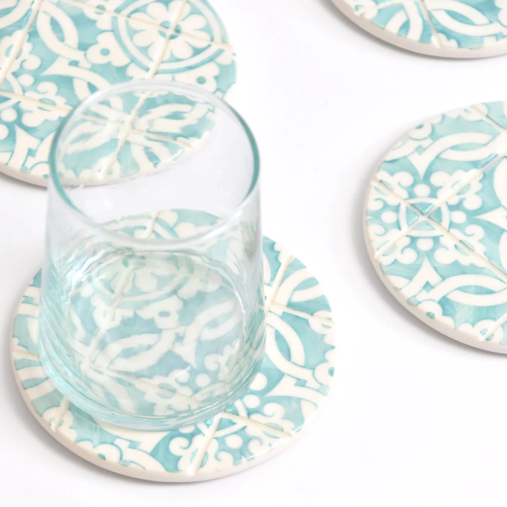 Dessous de verre | Vert d'eau Azulejos - Image 5