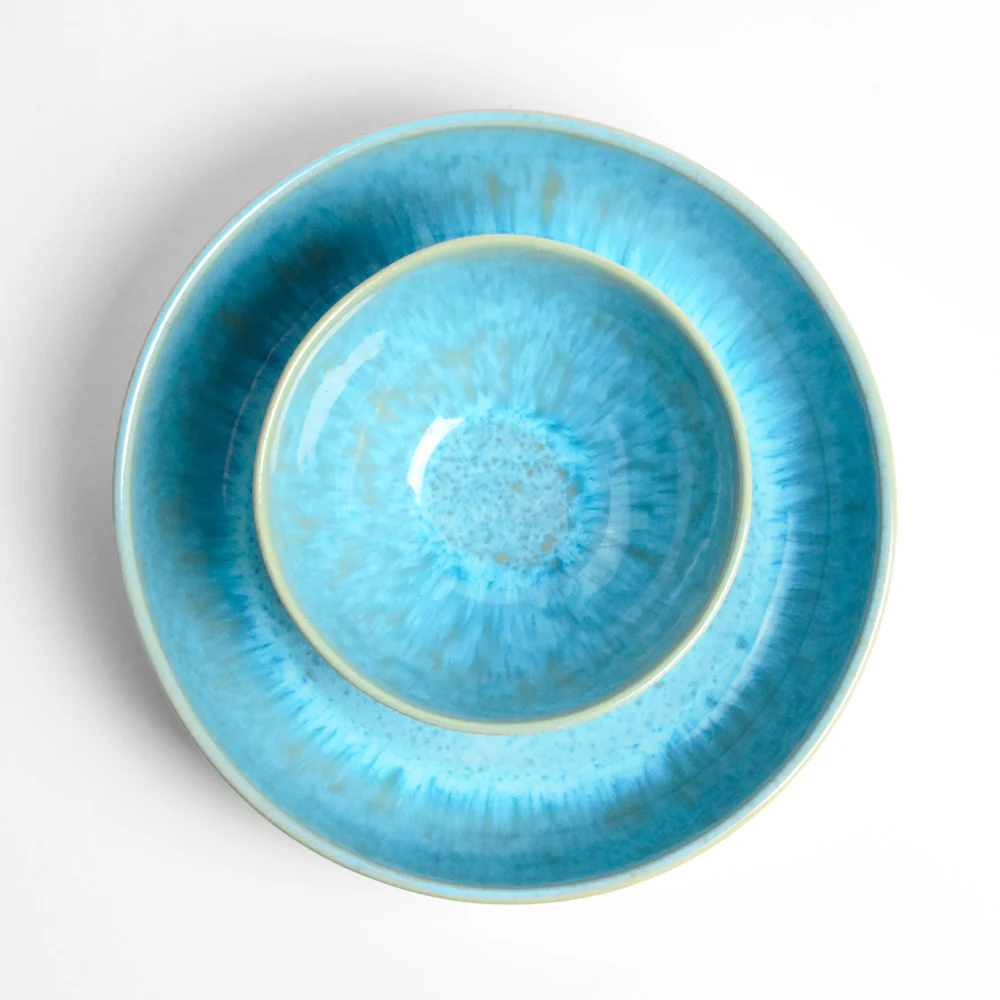 Plat de service rond | Bleu água - Image 7